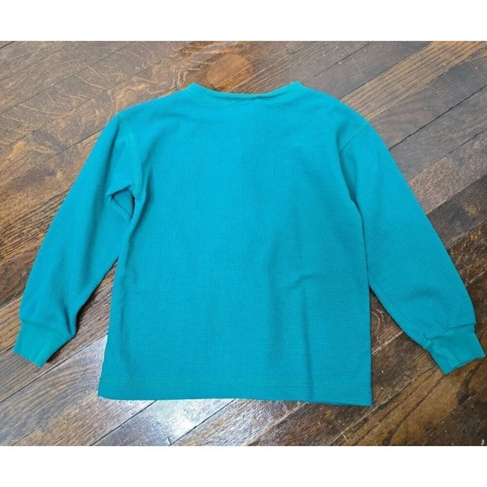 Vintage Oshkosh Blue Waffle Knit Cotton Henley